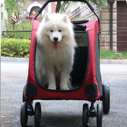 Luxury Collapsible Dog Pet 4 Wheels Trolleys Stroller for Medium and Large Dogs