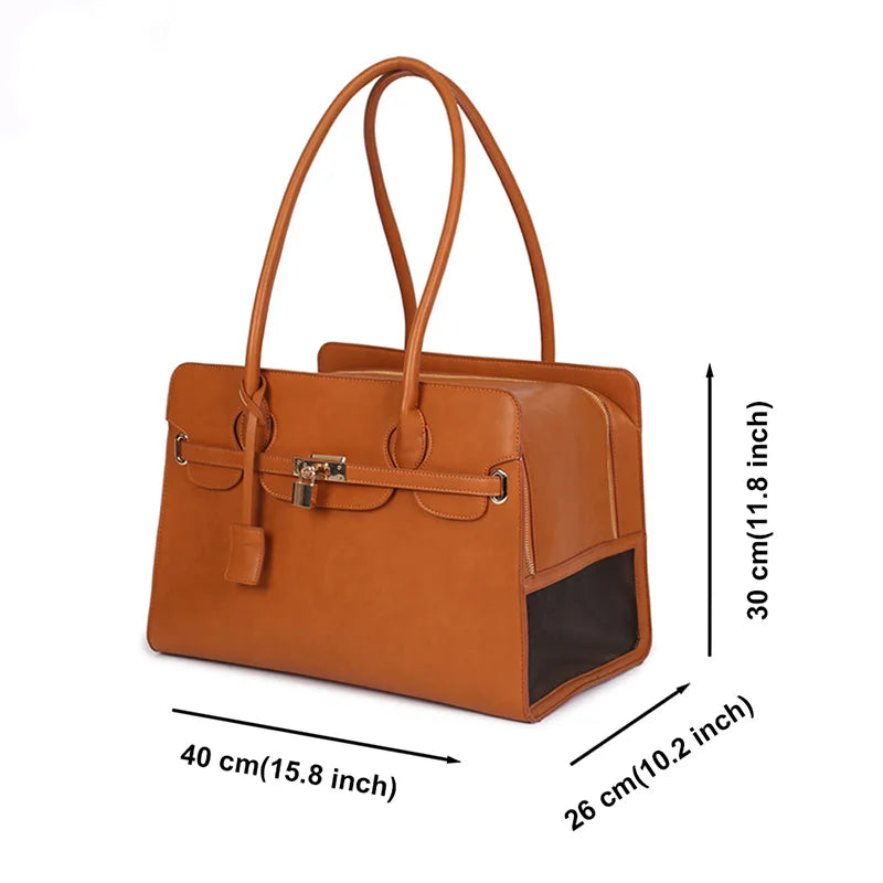 Luxury PU Leather Pet Carrier Bag.