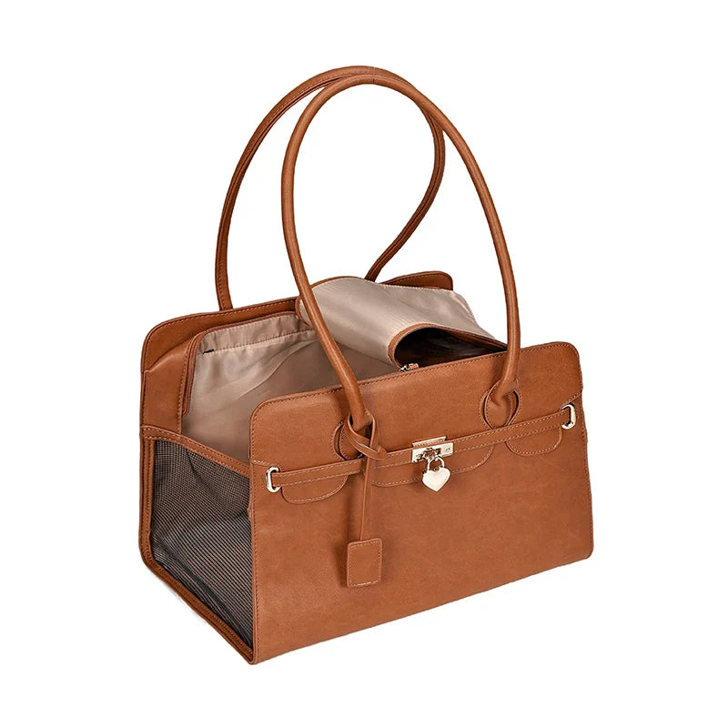 Luxury PU Leather Pet Carrier Bag.