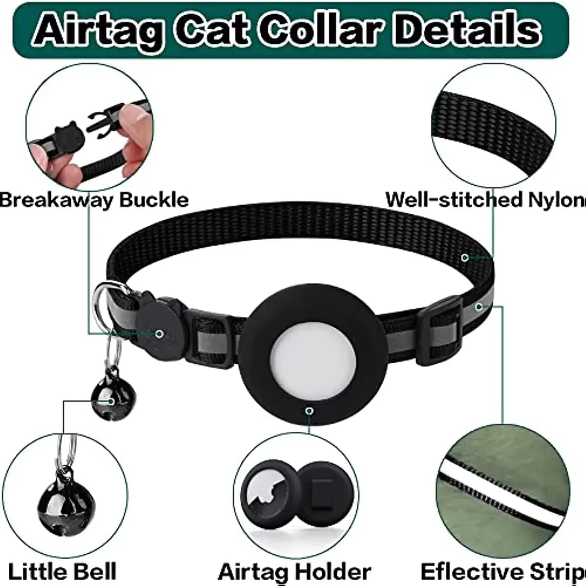 Collar with Apple Air Tag Holder